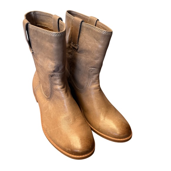 Frye Anna Short Round Toe Light Tan Leather Ankle Boots NWOT Size 7.5 - Picture 11 of 12